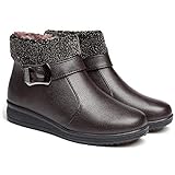  Mujer Botas de Nieve Zapatos Invierno Impermeables Calientes Botine Forradas Cortas Tobillo Boots de Cuero