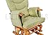 LUXURIOUS HUSH HUSH SOLID OAK WOOD GLIDER CHAIR WITH MINT GREEN CUSHIONS - NURSING GLIDER / ROCKER / ROCKING / MATERNITY / FEEDING CHAIR (With Locking Mechanism & Free Matching Footstool)