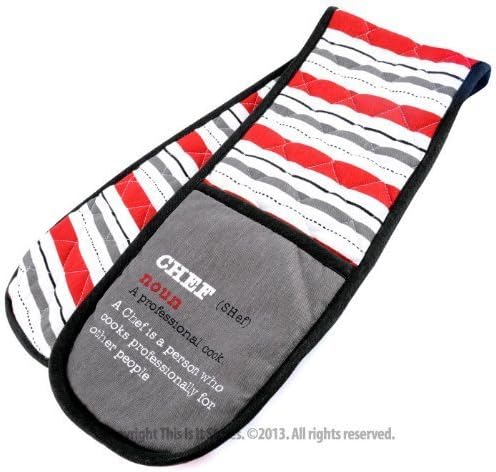 100% Cotton Double Oven Gloves Mit Kitchenware Novelty Chef Gift Idea Pot Holder