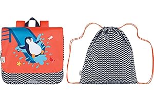 L'Ecole des Tann's Cartable Souple - Maternelle et Multi-activités 29 cm Orange/Bleu