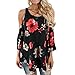 Produktbild Honestyi Damen Tops, Frau Elegant Blume Muster T-Shirt Große Größe Bluse sweatshirts Grundlegende Tops Streetwear Kleid Schwarz (L, Schwarz)