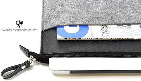 settonbrothers Felt Case Cover Laptop – Saccoche pour Ordinateur Portable – Leather – Grey & Black Shock Proof/Macbook/Macbook Pro/Macbook Air -15-15,6 "for 15 Inch Laptop