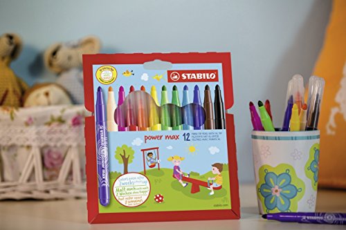 Stabilo Power Max – Filzstifte, breite Spitze, Kartonhülle Etui de 18 verschiedene farben - 4