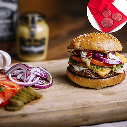 Silikon Burgerpresse set snaideal Hamburger BBQ Patty Maker Rund Burger Presse 5 in 1 Baby bereit Cookie Gefrier-Behälter - 7