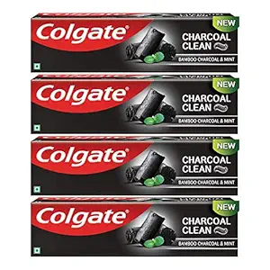 Colgate Charcoal Clean Black Gel whitening Toothpaste, 480 gm (120g x 4), Bamboo Charcoal and Wintergreen Mint for a Clean Mouth Experience