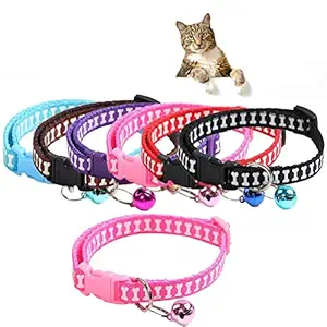 The DDS Store Cat Collars Set of 2 with Bell,Kitten and Small Dogs Soft Adjustable Collar Safe,Solid and Protection Breakaway for Cats and Puppies,Cute Kitty Neckband ( Color May Vary )