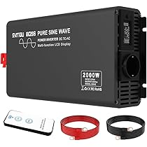 Onduleur Pur Sinus 1000W/2000W 12V Vers 230V - Convertisseur Avec écran LCD, Prises EU, Protections Complètes