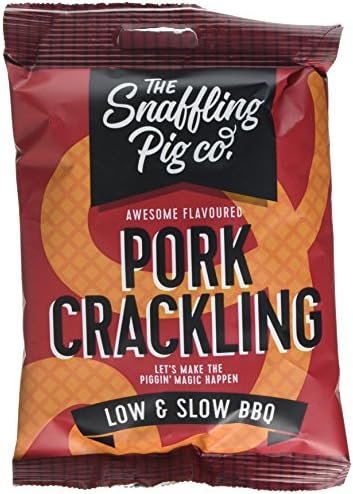 Snaffling Pig Low & Slow BBQ Pork Crackling 45g (12 Packs) Low Sugar High Protein Keto Savoury Snack