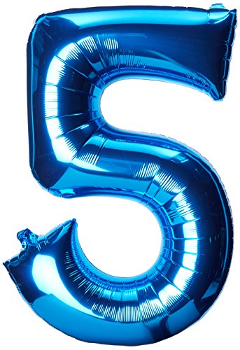 NEU Folienballon Große Zahl 5 blau, 53x86 cm