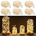 Price comparison product image 6 Pack 20 LED Micro Moon Starry Lights on Extra Thin Silver Wire, 2 x CR2032 Batteries Required and Included, 5 Ft (1.5m) for DIY Wedding Centerpiece or Table Decorations, Warm White