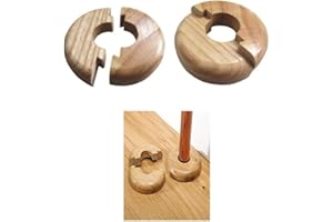 CSL-TECH Oak Wooden Radiator Pipe Collars for 15mm Pipes Pack of 2 Easy Split Collar Wood Hide Radiator Pipes Base (2 Collars)