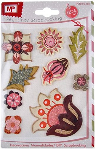 MP PD019-09 - Set de pegatinas 3D con purpurina para scrapbooking