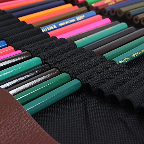 NIUTOP Canvas pencil wrap  sostenedor del l  piz 72 color l  pices caso rollo multiusos bolsa de arte de la oficina de la escuela  72- Negro 