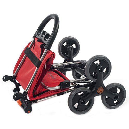 Treppensteiger Einkaufstrolley Seena in rot mit 50L & Kühlfach – Einkaufsroller Trolley bis 30kg belastbar – Gewicht nur 2.5kg - 2