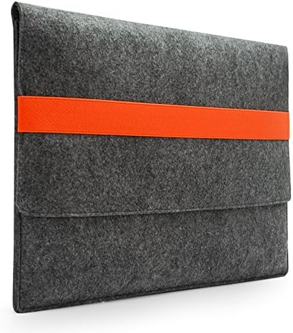 Sinoguo Basic Gray Felt Handmade Case Bag Holder Sleeve Cover Pouch with Orange Elastic Band for 11" Macbook Air Display and Most Popular 11~11.6 inches Laptop / Notebook / Ultrabook /Netbook
