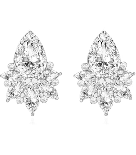 Orecchini Cuore Pendenti Argento 925 Placcati Oro Rosa 18K con Brillantini Punto Luce di Cristalli Azzurri Acquamarina - Orecchini Donna Lunghi - Classici Eleganti Ipoallergenici - Regalo Donna