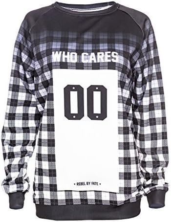 Who Cares Printed Sweatshirt 3D Print/motive/Design One Size XS-L Unisex Women's Girl's Spring Summer 2017 (CHECKUERED) (M)