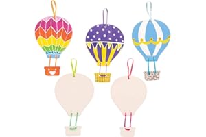 Baker Ross FE359 Decoraciones de Cerámica Globos Aerostáticos - Paquete de 5, proyectos creativos de arte y manualidades que se pueden pintar para que los niños hagan, personalicen y decoren