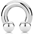 PiercedOff 316L Surgical Steel Horseshoe Barbell with externally threaded balls