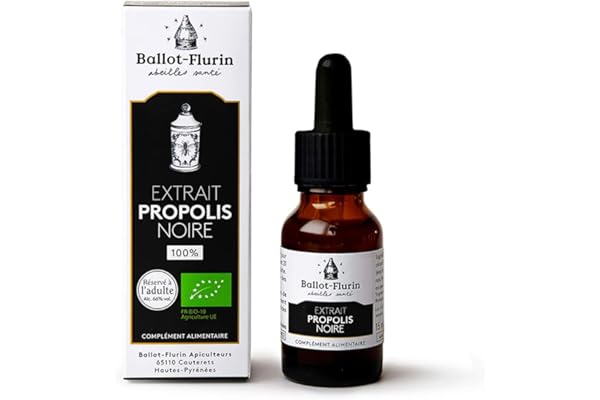 Ballot Flurin - Extrait Propolis Noire Française - MUTLIFONCTIONS : Sensibilités saisonnières, peau, hygiène buccale - Certifié Bio - Fabriqué en France - 15 ml