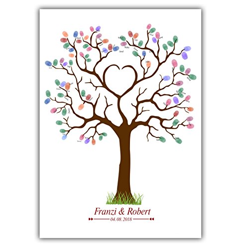 Wedding tree, Leinwand Herzbaum 003, Fingerabdruckbaum, Partyspiel, Ehebaum, Stempelbaum, Hochzeit - 3