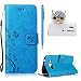 Produktbild für Samsung Galaxy J1 (2015) Hülle Leder ,SKYXD Drucken Schmetterling Blumen Prägung Motiv PU Folio Ledertasche [ Standfunktion / Magnetverschluss / Kartenfächer] Einfarbig Handyhülle 3 in 1 Handytasche mit Eule Staubstecker + Eingabestift für Samsung Galaxy J1 2015 Schutzhülle - Blau