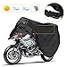 Produktbild Korostro Motorrad Abdeckplane, Motorradabdeckung Schützt vor Regen Schnee Staub Kratzer UV Vogelexkremente Sommersaison Rollergarage Motorroller Abdeckung 190T mit Tasche -Schwarz, 245 * 105 * 125 cm
