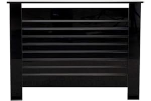 Kingwudo® Wooden High Gloss Radiator Cover Modern Decorative Cabinet S/M/L/XL Black (Black, M—111.5X19X82CM)