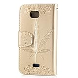 BONROY® Huawei Y5C Hülle ,Maple Leaf Prägemuster Folio Schutzhülle Tasche PU Leder Schale Tasche Magnet Silikon Back Cover Etui Standfunktion Handytasche Slim-Schutzhülle Mit Karten /Geldscheinfach Handy Etui Flip Tasche Für Huawei Y5C - 