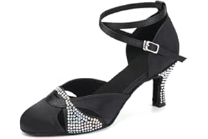 VCIXXVCE Damen Satin Gesellschaftstanzschuhe Geschlossener Latein Salsa Tango Moderne Standard Tanzschuhe,Modell YCL