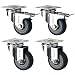 Produktbild Coldene 4 x Drehstuhlrollen, grau, 50 mm (2 x Standard, 2 x mit Bremse), Tragkraft 40 kg pro Rad