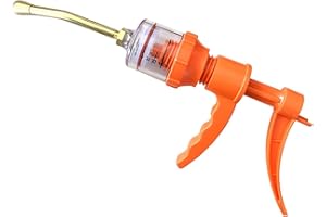 HUIANPEN Seringue d'alimentation vétérinaire réutilisable 50ML Pistolet de Remplissage Automatique continu réglable pour porcs, bovins et Moutons （Orange）