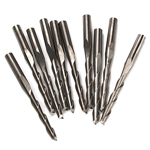 BQLZR 3.175×2.5x22mm Acryl ABS Hartmetall Zwei Flöte Spiral Bit 10pcs - 2