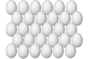 AURACASA 30 Uova Bianche in polistirolo da colorare (5 Confezioni da 6pz.),Decorazioni Pasquali - 4x6 cm -