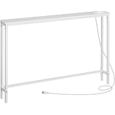 HOOBRO Console with Power Outlet, Narrow Entryway Table with USB Charging Dock, Lobby Table with USB Ports, Sofa Table with C