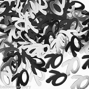 Black/Silver Glitz Birthday Table/Card - Confetti - All ages (70th)