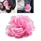 SODIAL(R) Silk Flower Hair Clip Brooch Wedding Corsage Flower Clip 8cm Brooch Accessory - Pink