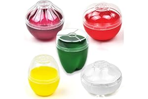 OUKEYI 5 sztuk pojemników do przechowywania owoców i warzyw, wielokrotnego użytku, silikonowe, do lodówki, pojemnik na zieloną paprykę, cebulę, pomidor, cytrynę i czosnek, lodówkę chrupiące warzywa