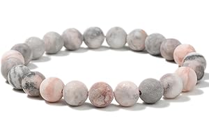 Landorilo Bracciale in Pietra Semipreziose Naturale Fatto a Mano Elastico per Donna Uomo, 8MM Pietre Gemme Rotonde Altamente Lucide Bracciali Yoga, Braccialetti Chakra