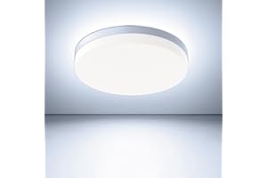 Kuwork Lampara Techo Dormitorio 36W, Plafones Para Techo LED 6500K 3600LM, IP44 Impermeable Lampara Cocina para Baño Sala Dormitorio Balcón Pasillo Ø23CM