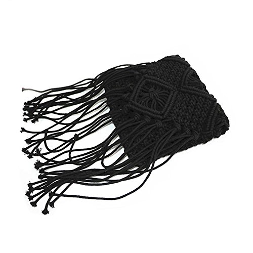 Preisvergleich Produktbild Strandtasche Bohemian Handmade Stroh Knitting Damen KnittingHäkeln Schnur Baumwollfaden Umhängetasche langen Fransen coolen Ethno Style