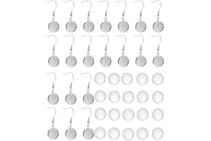 YUE QIN 20 Piezas Bases Colgantes de Acero Inoxidable con Gancho de Alambre de Pendiente Cabujón Redondo de Vidrio