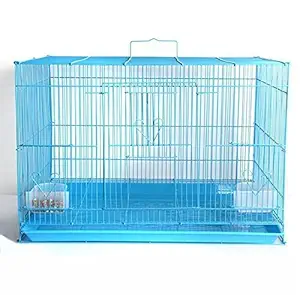 NATLIS 2 Feet Birds Cage, Big House for Parrot, Rabbit and Small Pets with 2 Feeding Cup and 1 Perch with Secure Lock (Blue)