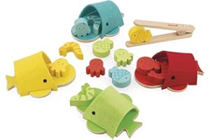 Janod - Abbinamento Colori Balena - Giocattolo Multisensoriale in Legno - 17 Pezzi Inclusi - Gioco Educativo Abilità Fino-Motorie - Certificato FSC - Vernice ad Acqua - Dai 2 Anni, J08276
