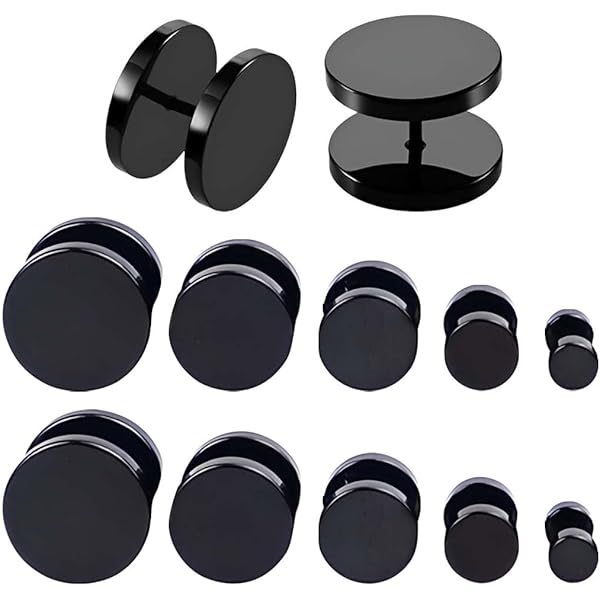 Orecchini A Disco In Acciaio Nero: Orecchini A Perno Da Uomo - Sole Nero - Italia - Foto 11