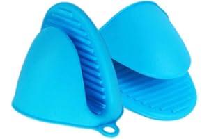 HUBEI Guanti da forno in silicone per uso istantaneo in pentola o in cucina come portautensili o portabottiglie I supporti per guanti possono essere usati quando si cucina su una griglia (blu, 2pcs/set)