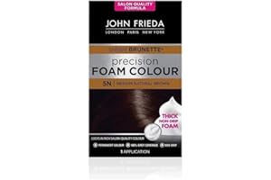 John Frieda Precision Foam Colour Permanent Hair Dye 5N for Salon Quality Finish, 100 percentage Grey Coverage, with After-Colour Conditioner 2344100, Medium Natural Brown, 1 Count (Pack of 1)
