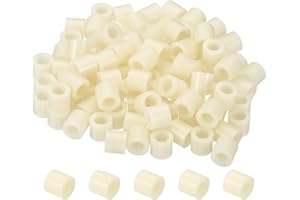 PATIKIL 5.2mm ID x 9mm OD x 8mm L Round Spacers Washers, 100 Pack ABS Plastic Standoff Gaskets for M5 Hardware Screws Bolts for 3D Printer Electrical Outlet, Beige