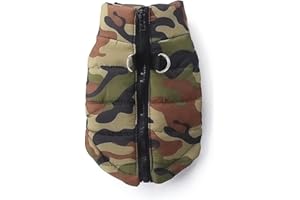 Voarge Chaqueta para Mascotas Abrigos abrigados, Invierno para Perros pequeños, Chaleco cálido con Cremallera para Perro, Chihuahua Pequeña Mascota Invierno Chaleco Caliente (L, Camuflaje)
