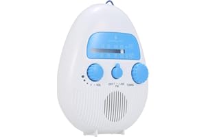 Akemaio Tragbare Badezimmer Dusche Radio, Wasserdicht, Schwarz, Batteriebetrieben, FM/AM Radio, 87.5-108 MHz, Auxiliary, 2 AA Batterien